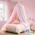thumbnail image 1 of Princess Rainbow Bed Canopy, EEEkit Hanging Mosquito Net, Dome Bed Tent, Bed Curtains for Reading Corner Room Decor, 1 of 7