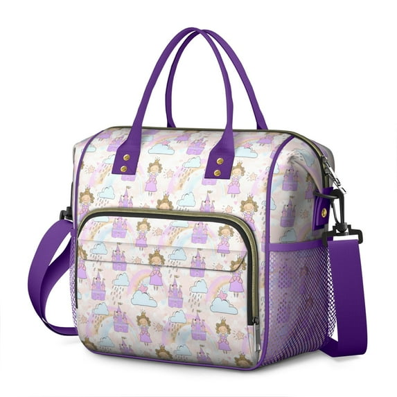 Princess Rainbow Castle Pattern Womens Lunch Box for Work,Insulated Large Lunch Bag for Tween and Teen,Loncheras Para Mujer,Leakproof Adult Lunch Bag for Work,Beach,Travel,Picnic,Camping