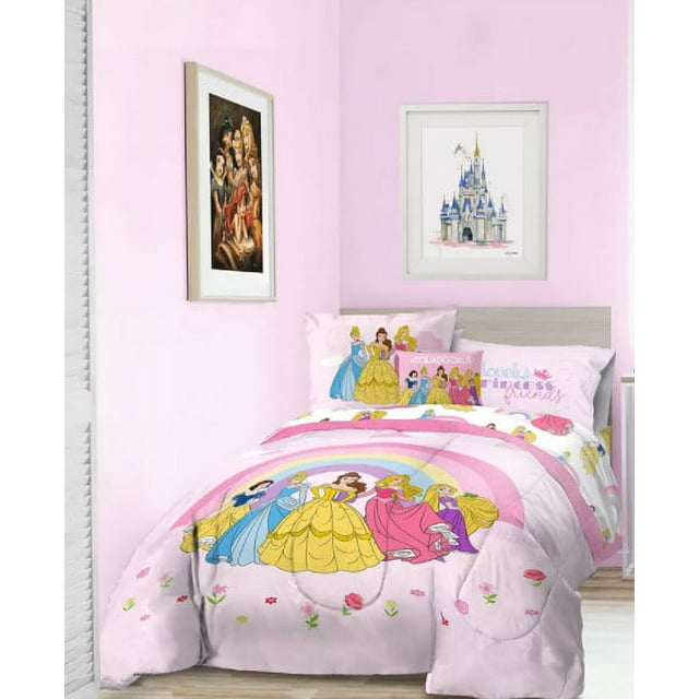 Princess & Rainbows Cinderella, Belle, Snow White, Full Comforter ...