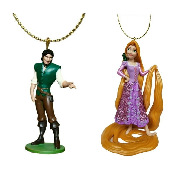 Princess Rapunzel Tangled & Flynn Rider Ornament Set PVC Figure Charm Figurine New