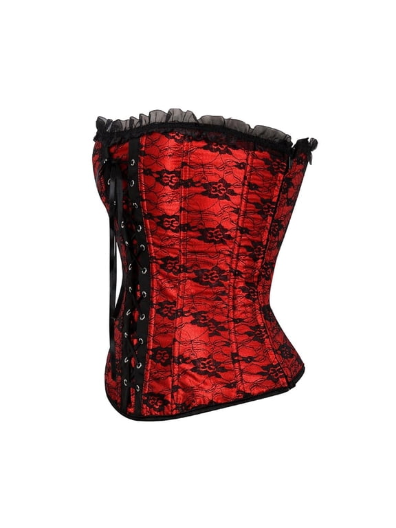 Princess Renaissance Lace Bustier Corset for Women Red M