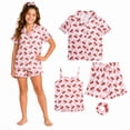 thumbnail image 1 of Princess Rose Girls Pajamas Set Cute Sleep Shirt Top Pajama Pants Shorts with Scrunchie 4 Piece, 1 of 7