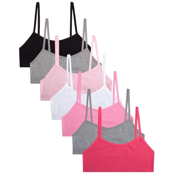 Princess Rose Girls Seamless Bra - 7 Pack Seamless Training Bra Spaghetti Strap Brallettes (5-12)