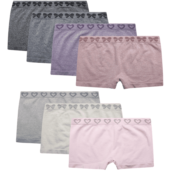 Princess Rose Girls Underwear - 7 Pack Comfort Stretch Boyshorts Seamless Underwear for Girls (5-12)