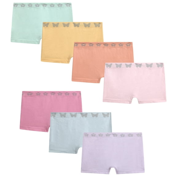 Princess Rose Girls Underwear - 7 Pack Comfort Stretch Boyshorts Seamless Underwear for Girls (5-12)