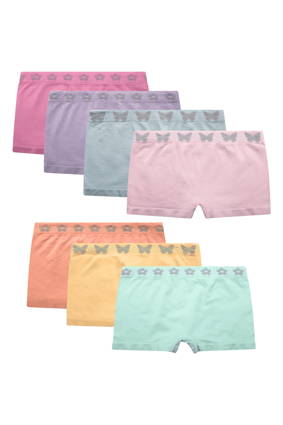 Girls Underwear - 7 Pack Comfort Stretch Boyshorts Seamless Underwear for Girls (5-12)