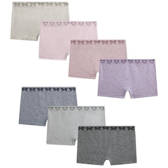 Princess Rose Girls Underwear - 7 Pack Comfort Stretch Boyshorts Seamless Underwear for Girls (5-12)