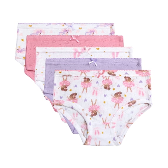 Princess Rose Toddler Girls Underwear Pointelle Knit Soft Cotton Hipster Underwear Panties 5 Pack