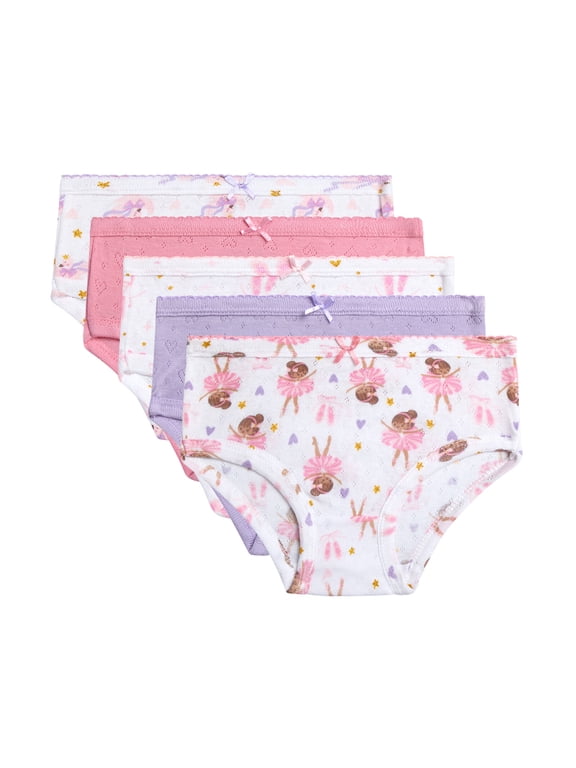 Toddler Girls Underwear Pointelle Knit Soft Cotton Hipster Underwear Panties 5 Pack