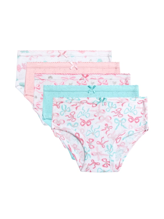 Toddler Girls Underwear Pointelle Knit Soft Cotton Hipster Underwear Panties 5 Pack
