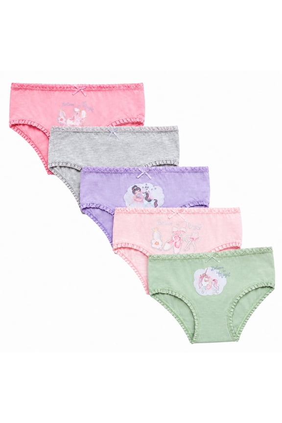Toddler Girls Underwear Soft Cotton Brief Panties with Lace 5 Pack