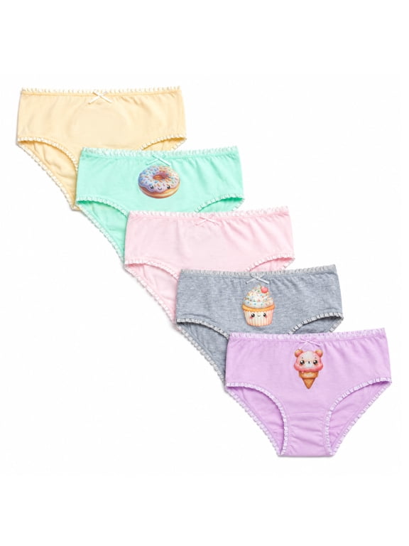 Toddler Girls Underwear Soft Cotton Brief Panties with Lace 5 Pack