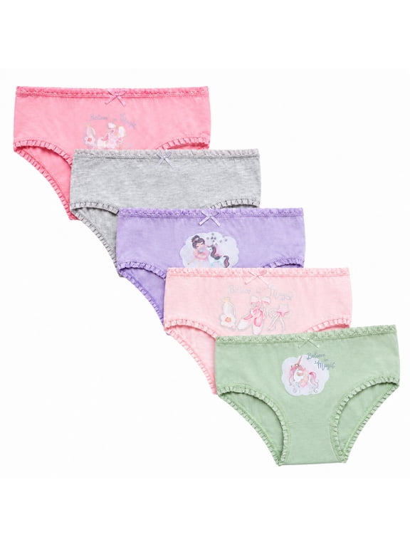 Toddler Girls Underwear Soft Cotton Brief Panties with Lace 5 Pack