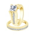 thumbnail image 1 of AFFY Princess & Round Cubic Zirconia Solitaire Bridal Ring Set 14K Yellow Gold over Silver-11, 1 of 1
