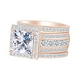 thumbnail image 1 of AFFY Princess & Round Cut White Cubic Zirconia Trio Engagement Wedding Ring Set In 10k Solid Rose Gold Ring Size-7.5, 1 of 1