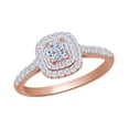 thumbnail image 1 of AFFY Princess & Round Cut White Natural Diamond (0.62 cttw) Square Engagement Wedding Ring In 14k Rose Gold With Ring Size 10, 1 of 1