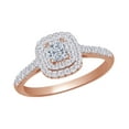 thumbnail image 1 of AFFY Princess & Round Cut White Natural Diamond (0.62 cttw) Square Engagement Wedding Ring In 14k Rose Gold With Ring Size 9, 1 of 1