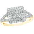 thumbnail image 1 of AFFY Princess & Round Cut White Natural Diamond Double Frame Ring in 10K Yellow Gold (0.62 cttw), 1 of 1
