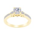 thumbnail image 1 of AFFY Princess & Round Cut White Natural Diamond Engagement Ring In 10k Solid Yellow Gold (0.50 cttw) Ring Size-7, 1 of 2