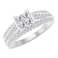 thumbnail image 1 of AFFY Princess & Round Cut White Natural Diamond Engagement Ring In 10k White Gold (1.00 cttw) Ring Size-13, 1 of 2