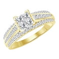 thumbnail image 1 of AFFY Princess & Round Cut White Natural Diamond Engagement Ring In 10k Yellow Gold (1.00 cttw) Ring Size-12.5, 1 of 2