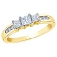 thumbnail image 1 of AFFY Princess & Round Cut White Natural Diamond Fancy Engagement Ring in 14k Yellow Gold (0.5 cttw), 1 of 1