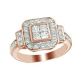thumbnail image 1 of AFFY Princess & Round Cut White Natural Diamond Frame Collar Engagement Ring in 10k Rose Gold (1 cttw), 1 of 1