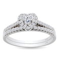 thumbnail image 1 of AFFY Princess & Round Cut White Natural Diamond Heart Bridal Ring Set In 10k White Gold (0.4 cttw) Ring Size-8.5, 1 of 7