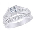 thumbnail image 1 of AFFY Princess & Round Cut White Natural Diamond Solitaire Bridal Ring Set In 10k White Gold (0.5 cttw) Ring Size-12, 1 of 2