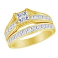 thumbnail image 1 of AFFY Princess & Round Cut White Natural Diamond Solitaire Bridal Ring Set In 10k Yellow Gold (0.5 cttw) Ring Size-4, 1 of 2