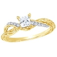 thumbnail image 1 of AFFY Princess & Round Cut White Natural Diamond Split Shank Engagement Ring in 10K Yellow Gold (0.5 cttw), 1 of 1