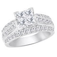 thumbnail image 1 of AFFY Princess & Round Cut White Natural Diamond Three Row Square Frame Cluster Ring In 10k White Gold (2 cttw) Ring Size-10.5, 1 of 2