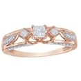 thumbnail image 1 of AFFY Princess & Round Cut White Natural Diamond Three Stone Engagement Ring in 14K Rose Gold (0.5 cttw), 1 of 1