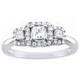 thumbnail image 1 of AFFY Princess & Round Cut White Natural Diamond Three Stone Frame Engagement Ring in 14K White Gold (0.5 cttw), 1 of 1