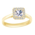 thumbnail image 1 of AFFY Princess & Round Shape White Cubic Zirconia Solitaire Halo Engagement Ring In 14k Solid Yellow Gold Ring Size-6.5, 1 of 1