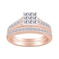 thumbnail image 1 of AFFY Princess & Round Shape White Natural Diamond Bridal Engagement Wedding Ring Set In 10k Solid Rose Gold (1 cttw)-6.5, 1 of 1