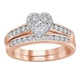 thumbnail image 1 of AFFY Princess & Round Shape White Natural Diamond Heart Bridal Ring Set In 10k Rose Gold (0.4 cttw) Ring Size-13, 1 of 2