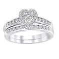 thumbnail image 1 of AFFY Princess & Round Shape White Natural Diamond Heart Bridal Ring Set In 10k White Gold (0.4 cttw) Ring Size-14, 1 of 2