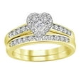 thumbnail image 1 of AFFY Princess & Round Shape White Natural Diamond Heart Bridal Ring Set In 10k Yellow Gold (0.4 cttw) Ring Size-9, 1 of 2