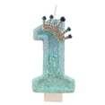 thumbnail image 1 of Princess Royal's First Wish 1st Birthday Candle - Fashionable Cartoon Creative Design with Glitter Crown Accents, Blue Sparkly Finish - for Birthday Parties, Cake Toppers,' Celebrations, Anniver, 1 of 5