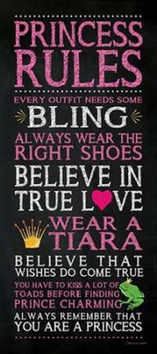 Princess Rules Canvas Art - Stephanie Marrott (10 x 20)