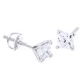 thumbnail image 1 of AFFY Princess Shape (1 Cttw) White Diamond Solitaire Stud Earrings In 10K Solid White Gold, 1 of 1