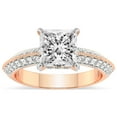 thumbnail image 1 of Princess Shape 2 Carat IGI Certified Lab Grown Diamond Ring | 14K Rose Gold | Dua Side Stone Knife Edge Lab Diamond Ring | FG-VS1-VS2 Quality Friendly Diamonds, 1 of 5