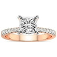 thumbnail image 1 of Princess Shape 2 Carat IGI Certified Lab Grown Diamond Ring | 14K Rose Gold | Sara Tapered Eternity Lab Diamond Engagement Ring | FG-VS1-VS2 Quality Friendly Diamonds, 1 of 5
