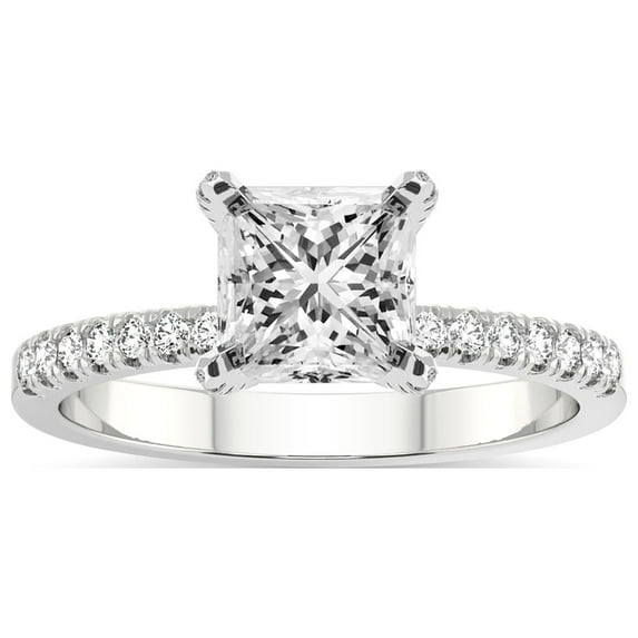 Princess Shape 2 Carat IGI Certified Lab Grown Diamond Ring | 14K White Gold | Sara Tapered Eternity Lab Diamond Engagement Ring | FG-VS1-VS2 Quality Friendly Diamonds