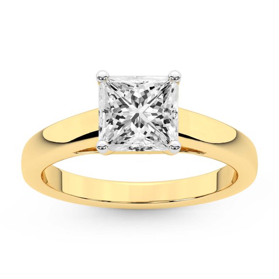IGI Certified 2 Carat Princess Shape Lab Grown Diamond Engagement Ring | 14K White Gold | Allen Flat Band Solitaire Lab Diamond Ring | FG-VS1-VS2 Quality Friendly Diamonds