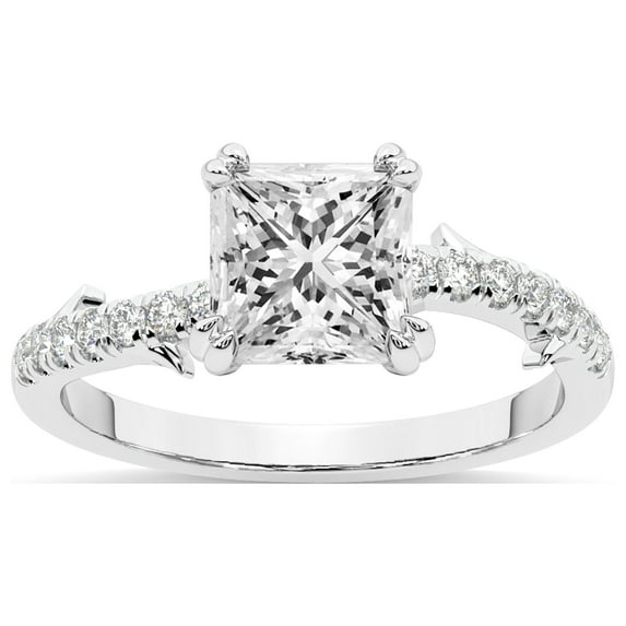 Princess Shape 3 Carat IGI Certified Lab Grown Diamond Ring | 14K White Gold | Phoebe Twigs Diamond Ring | FG-VS1-VS2 Quality Friendly Diamonds
