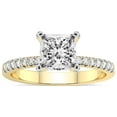thumbnail image 1 of Princess Shape 4 Carat IGI Certified Lab Grown Diamond Ring | 14K Yellow Gold | Sara Tapered Eternity Lab Diamond Engagement Ring | FG-VS1-VS2 Quality Friendly Diamonds, 1 of 5
