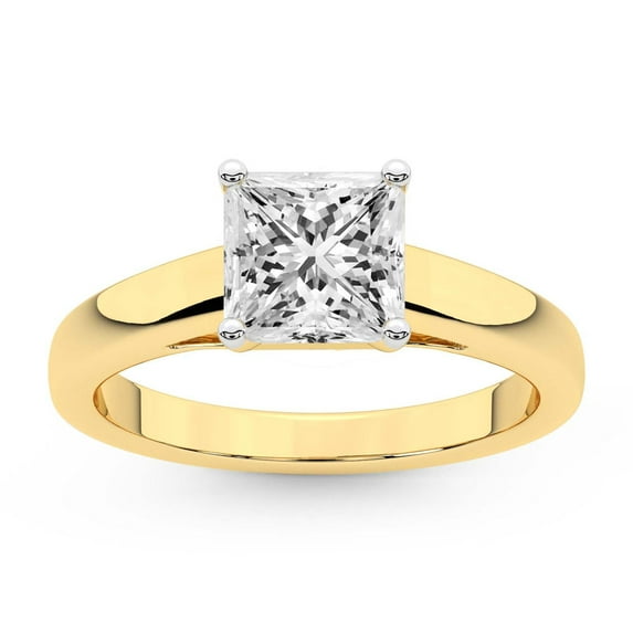 IGI Certified 4 Carat Princess Shape Lab Grown Diamond Engagement Ring | 14K White Gold | Allen Flat Band Solitaire Lab Diamond Ring | FG-VS1-VS2 Quality Friendly Diamonds