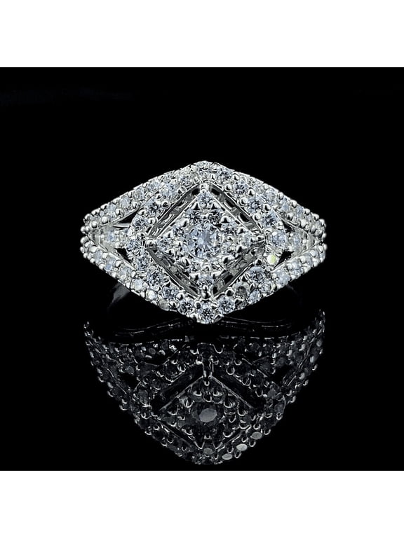 Princess Shape Composite Lab Grown Diamond Women Bridal Ring in Sterling Silver | | White Gold Plated